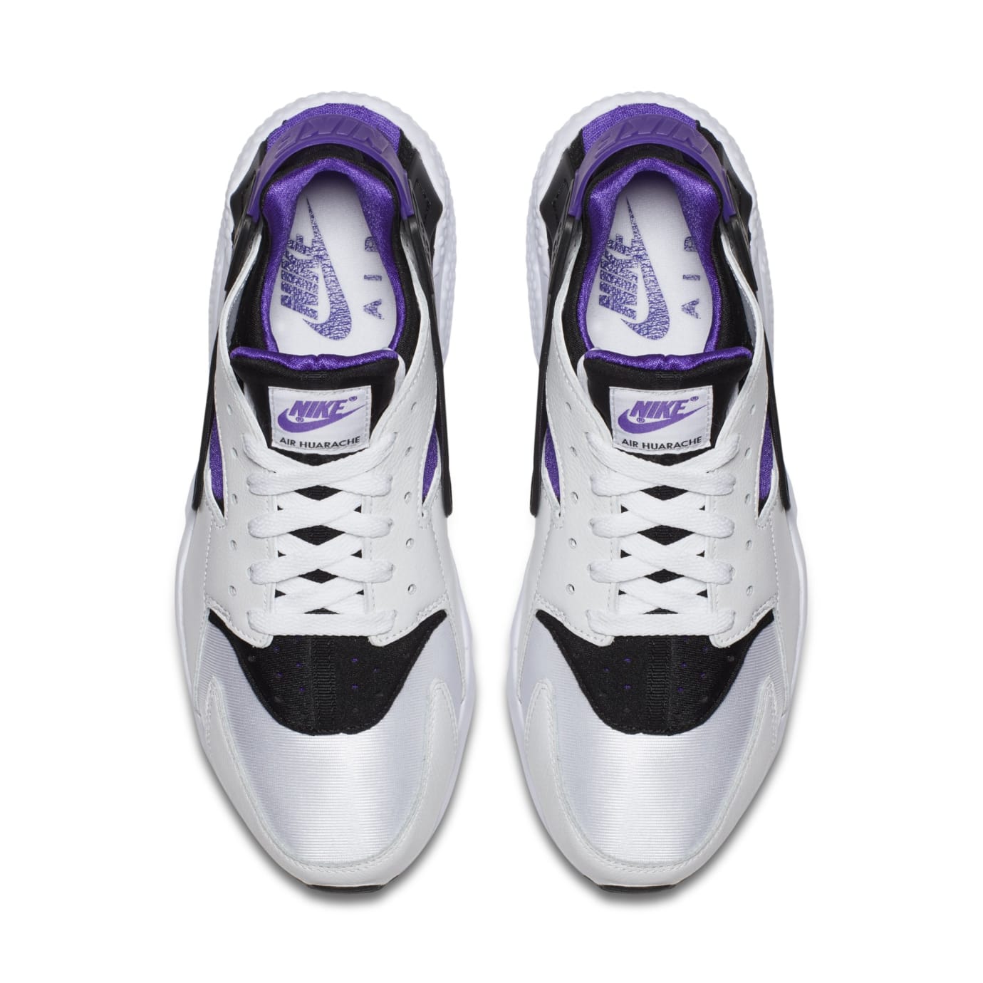 white black and purple huaraches