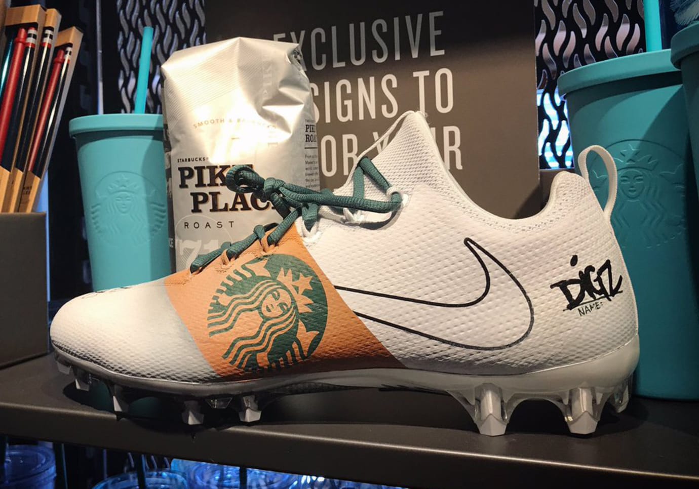 Custom Starbucks Nike Cleats Mache Stefon Diggs | Collector