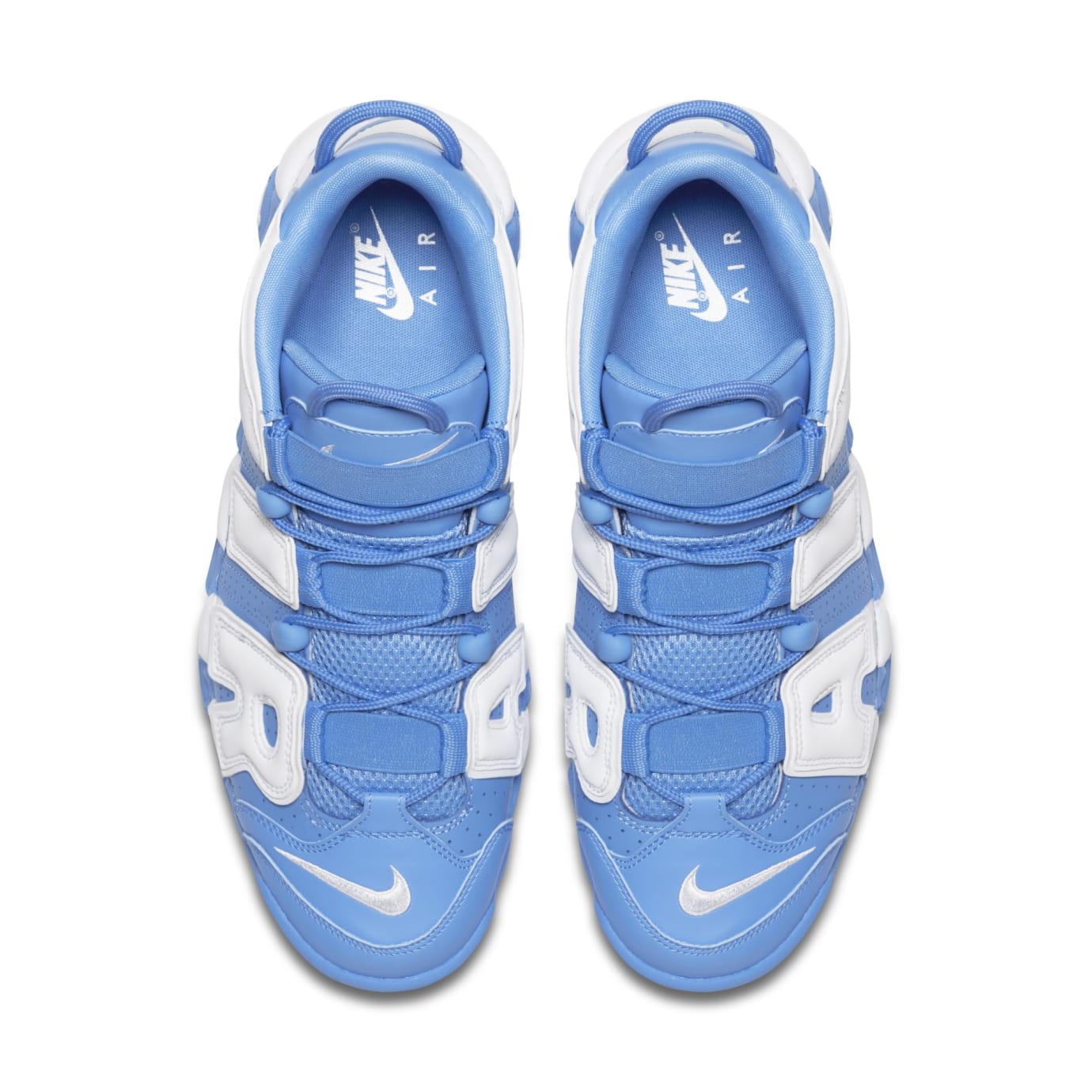 white and blue nike uptempo
