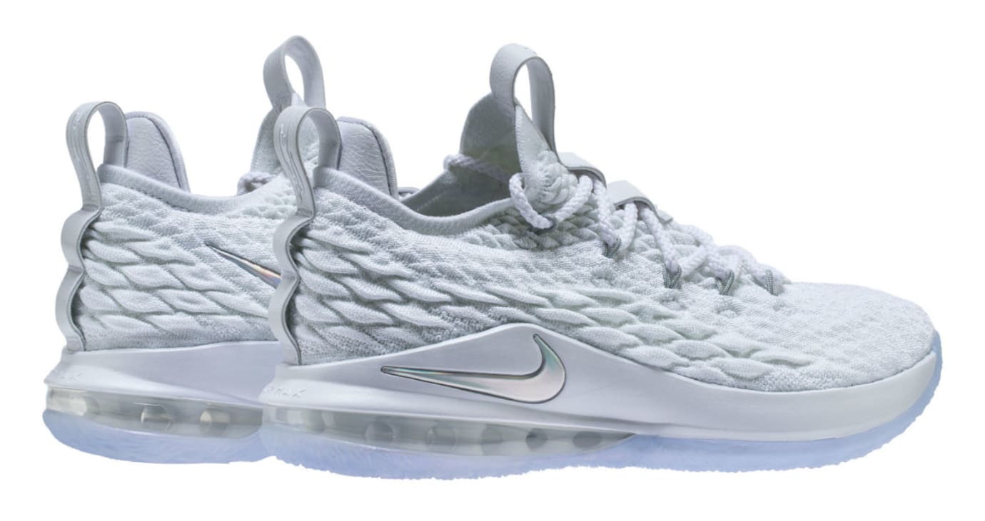nike lebron 15 low white metallic silver