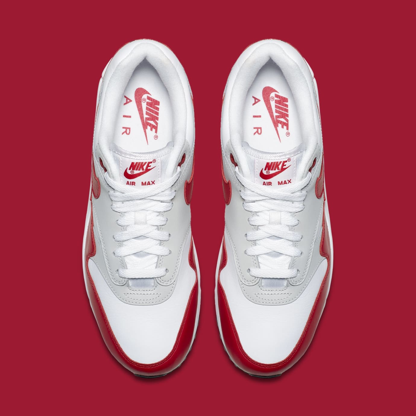 white and red nike air max 1