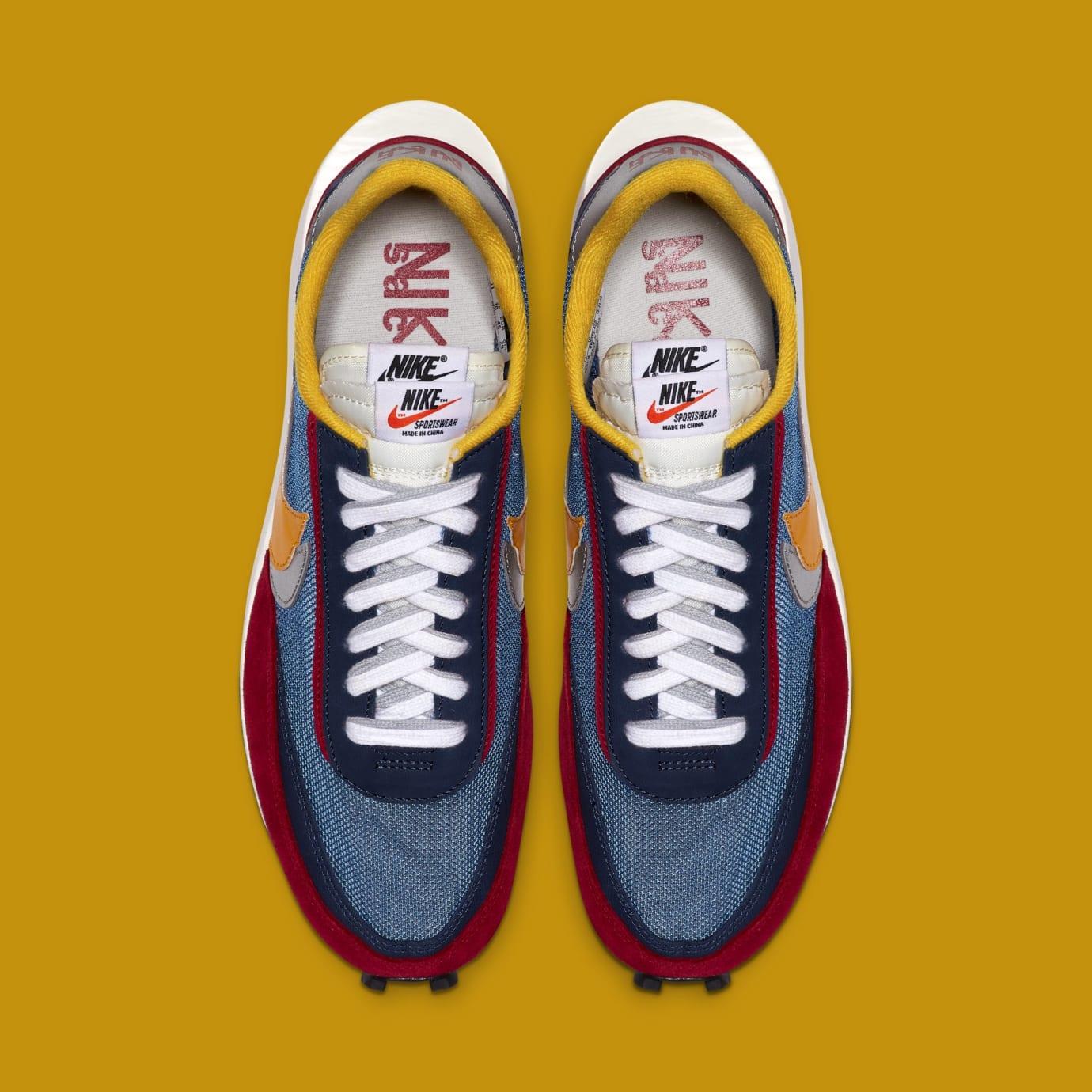 sacai x ldwaffle red blue