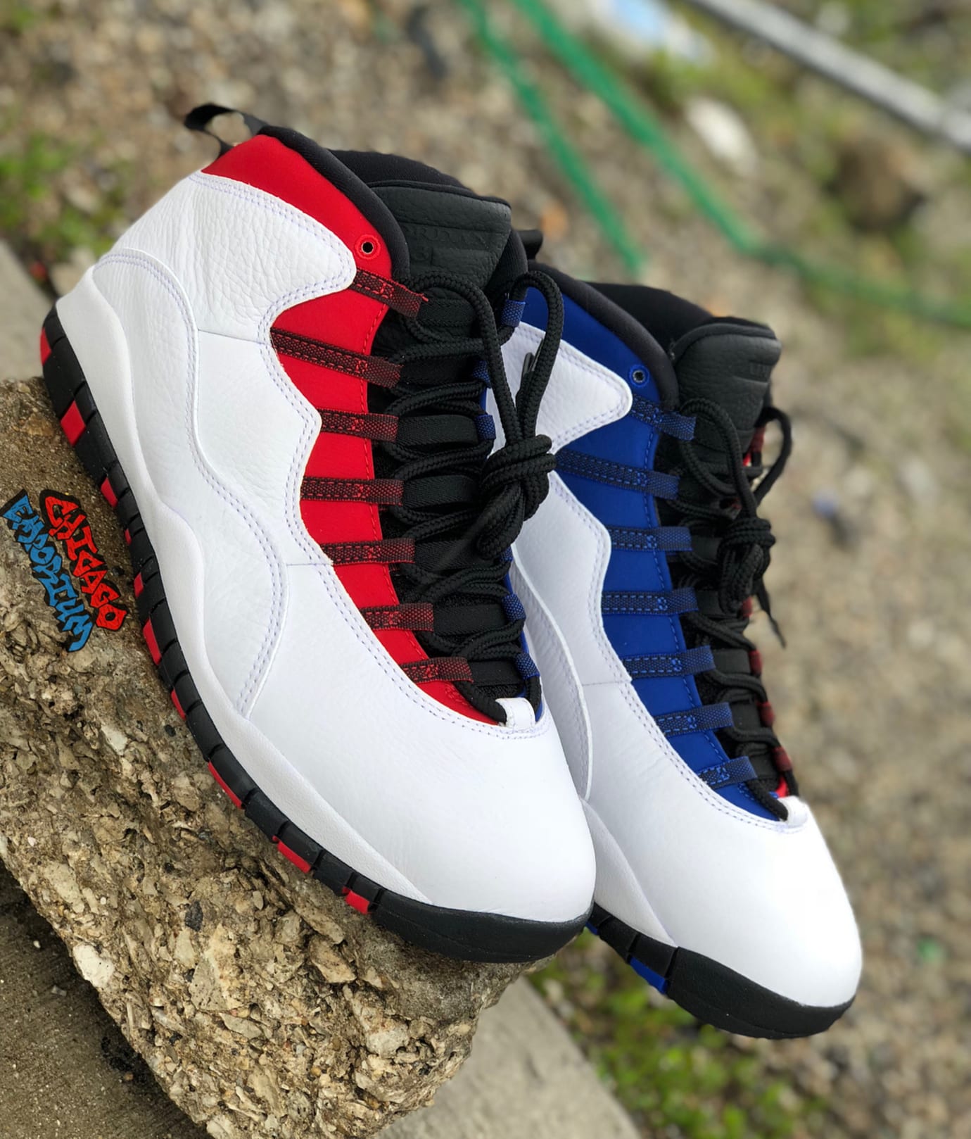 jordan 10 half blue half red