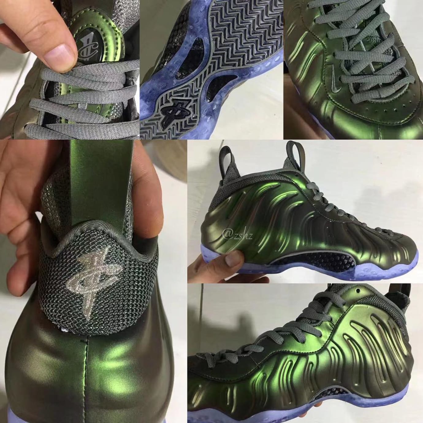 dark green foamposite shoes