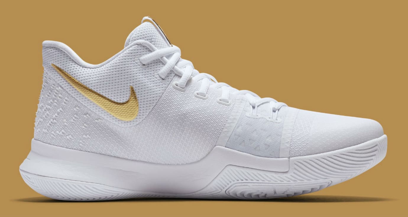 kyrie shoes white and gold