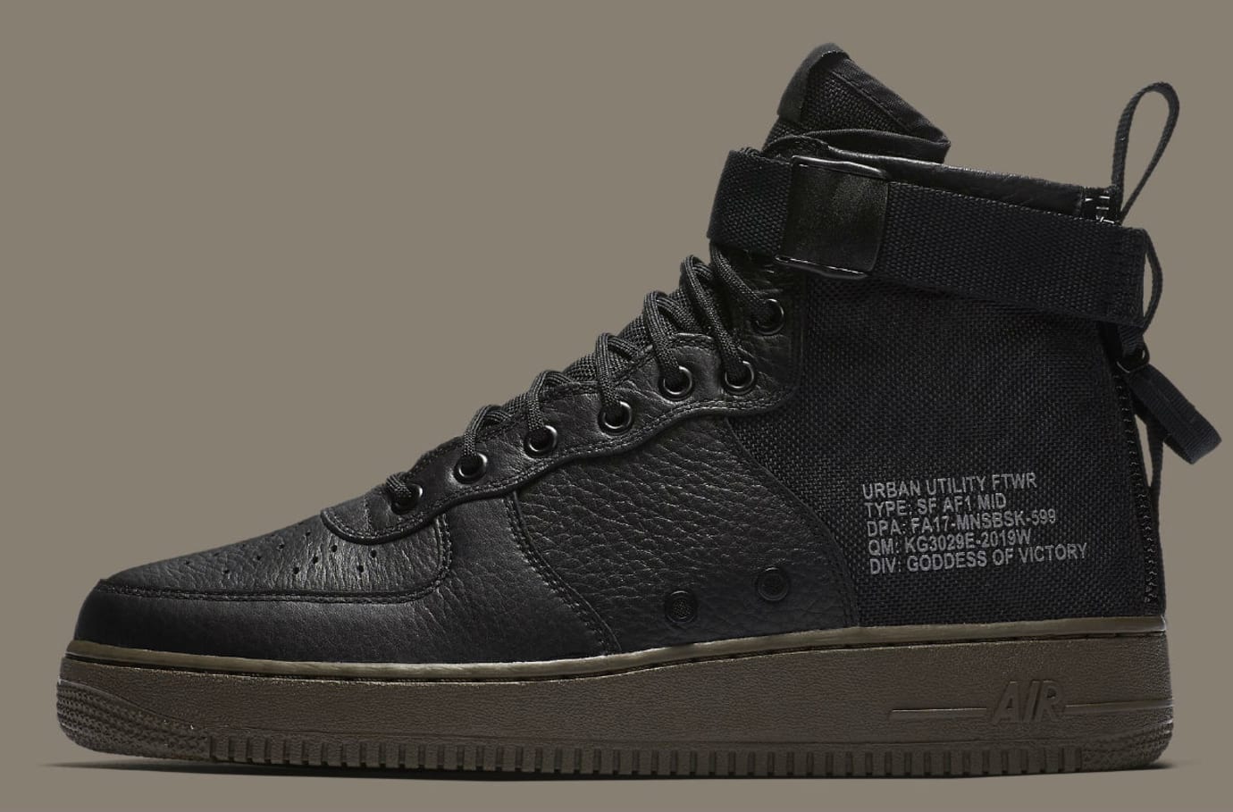 sf air force 1 mid black cargo khaki