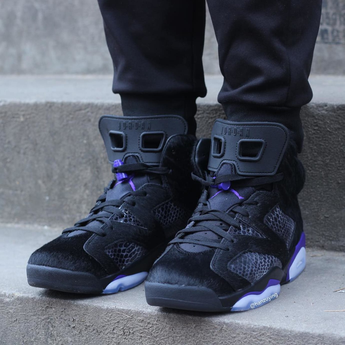 retro 6 black pony hair