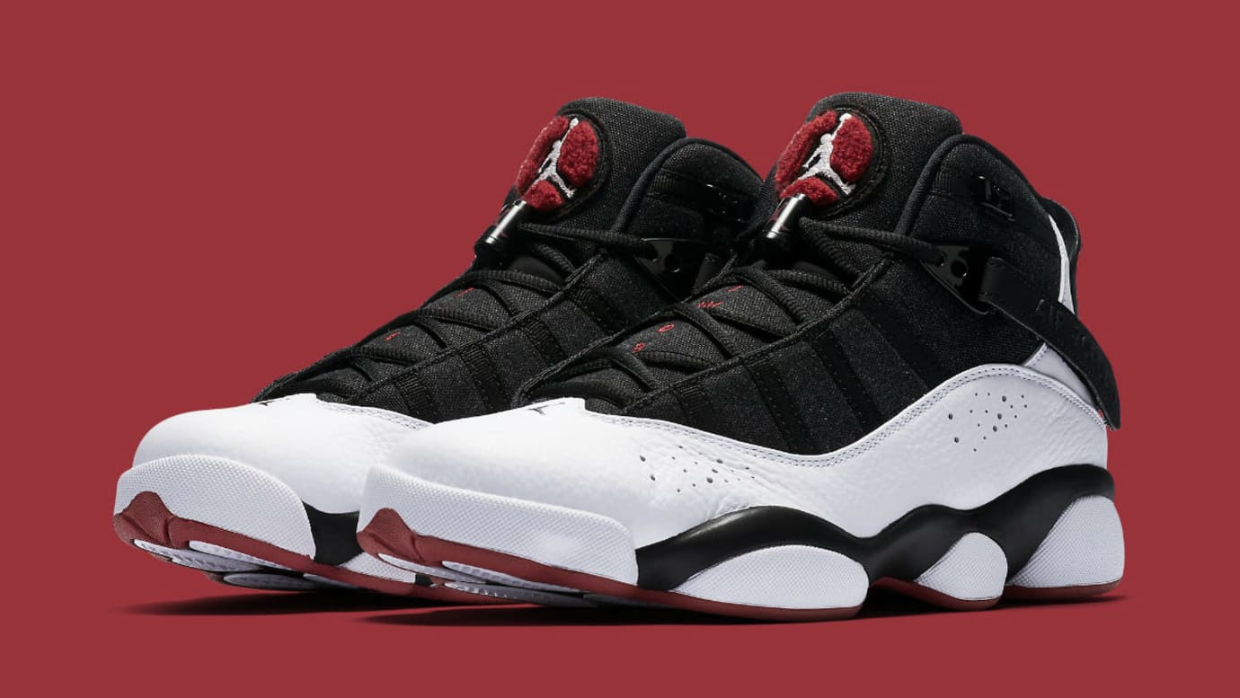 6 rings jordans red black white