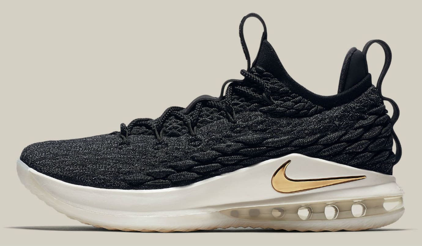 lebron 15 low black gold