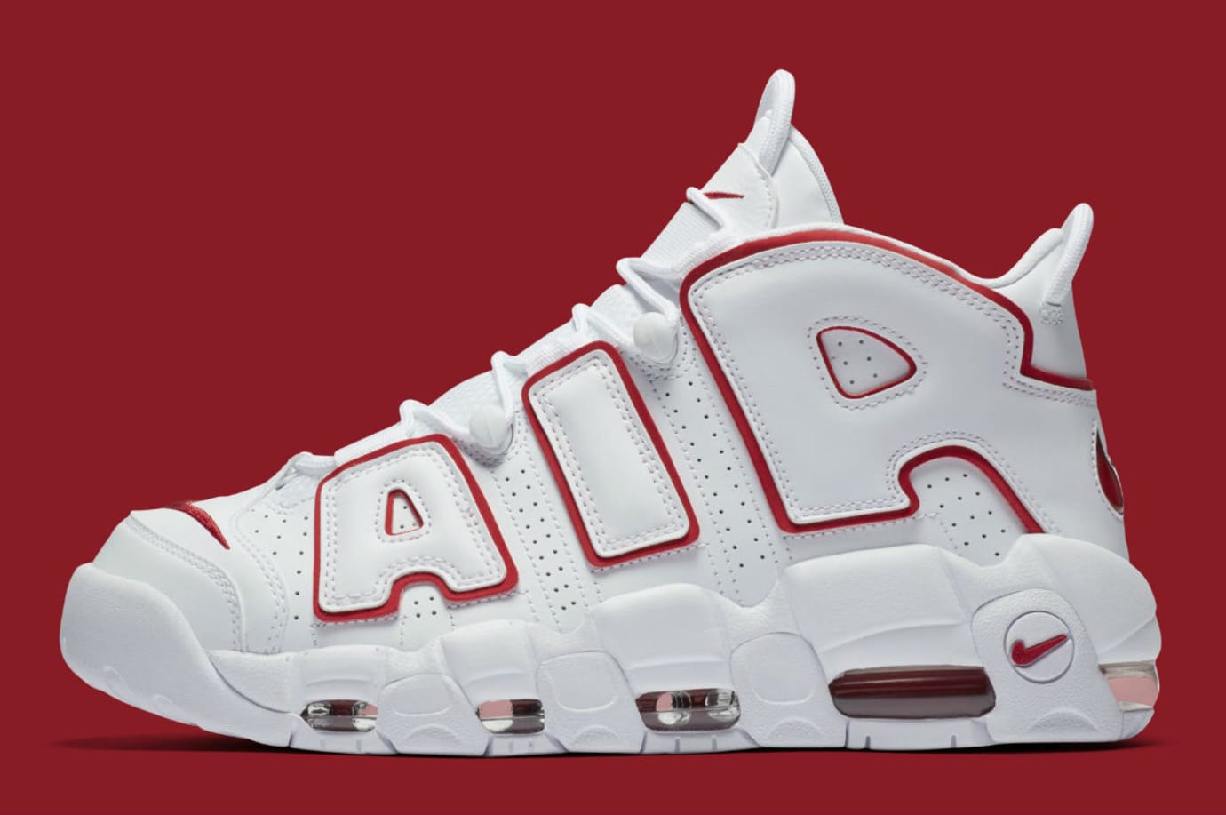 nike air uptempo red and white