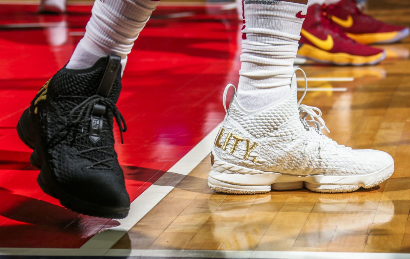 lebron 15 white and gold equality