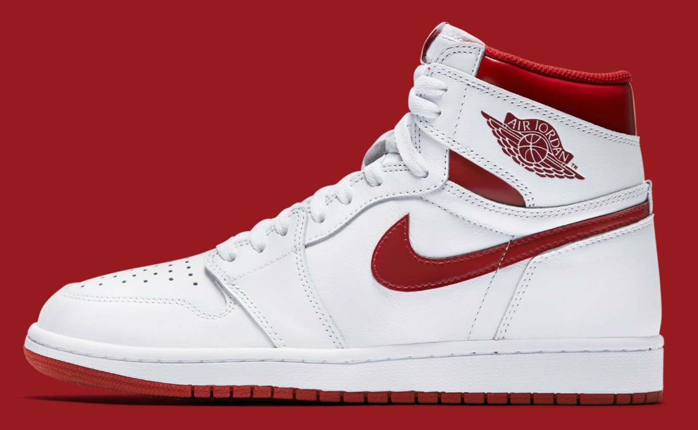 white and red jordan 1s