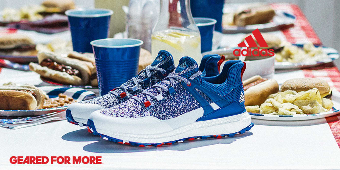 adidas red white and blue golf shoes