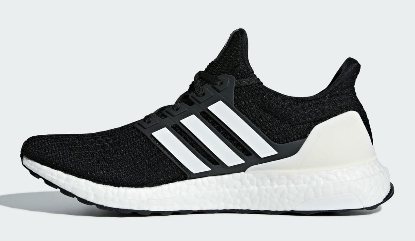 ultra boost black with white stripes