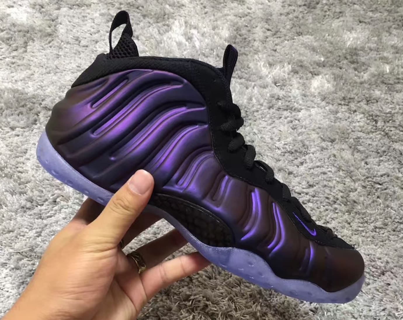 purple nike foams