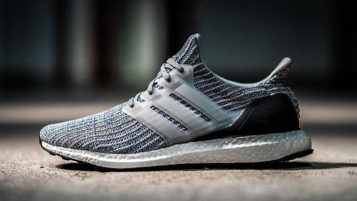 gray and blue ultra boost