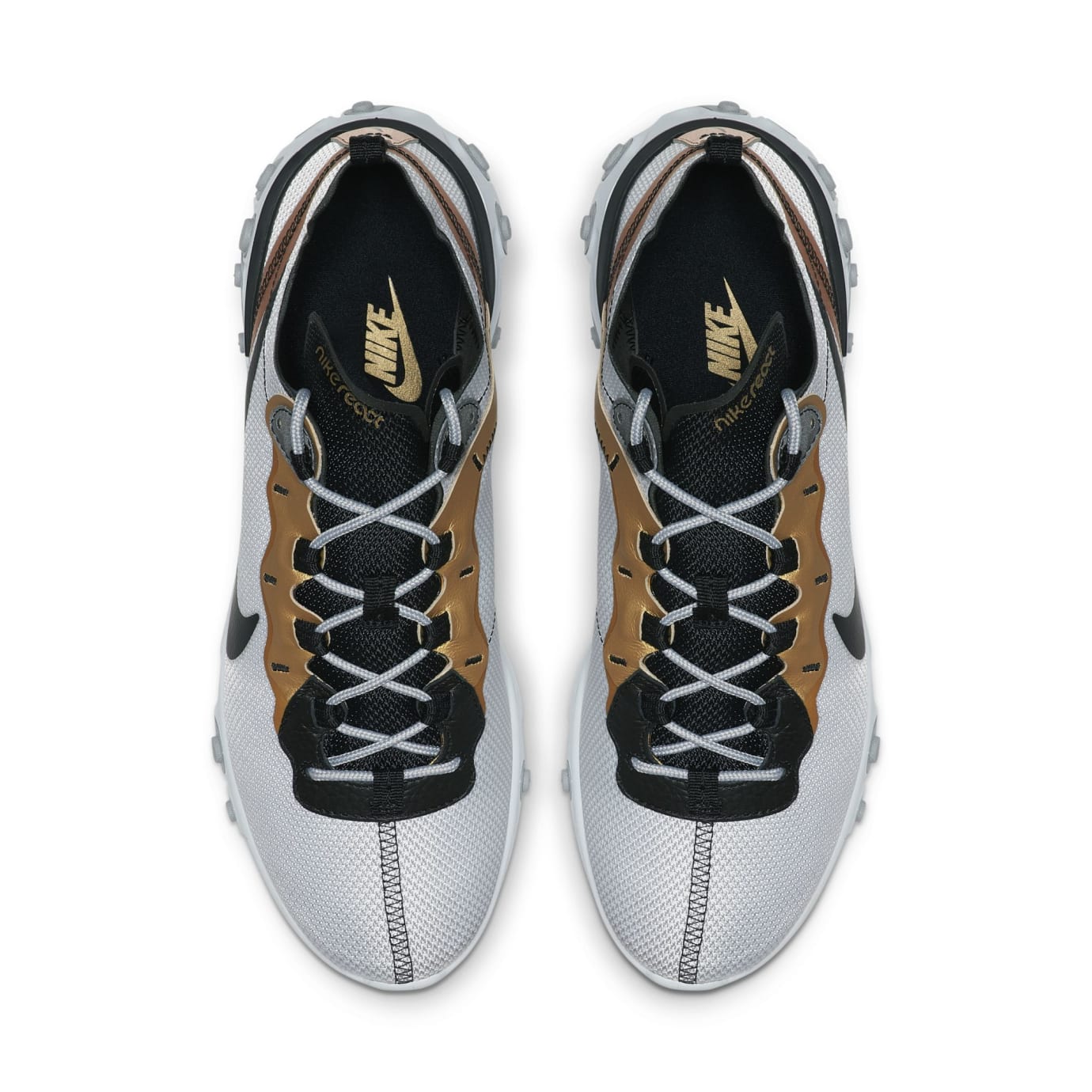 somewhere Flourish Persuasion Nike React Element React 55 'Light Grey/Black-Metallic Gold' Release Date |  Sole Collector