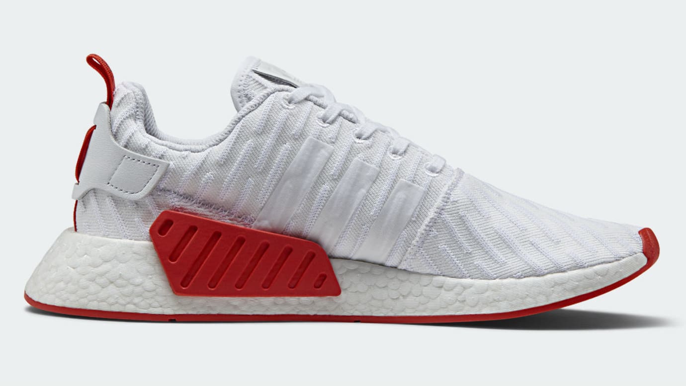 white and red nmds