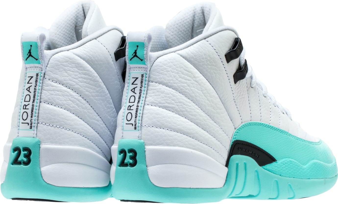 teal and white jordan 12s