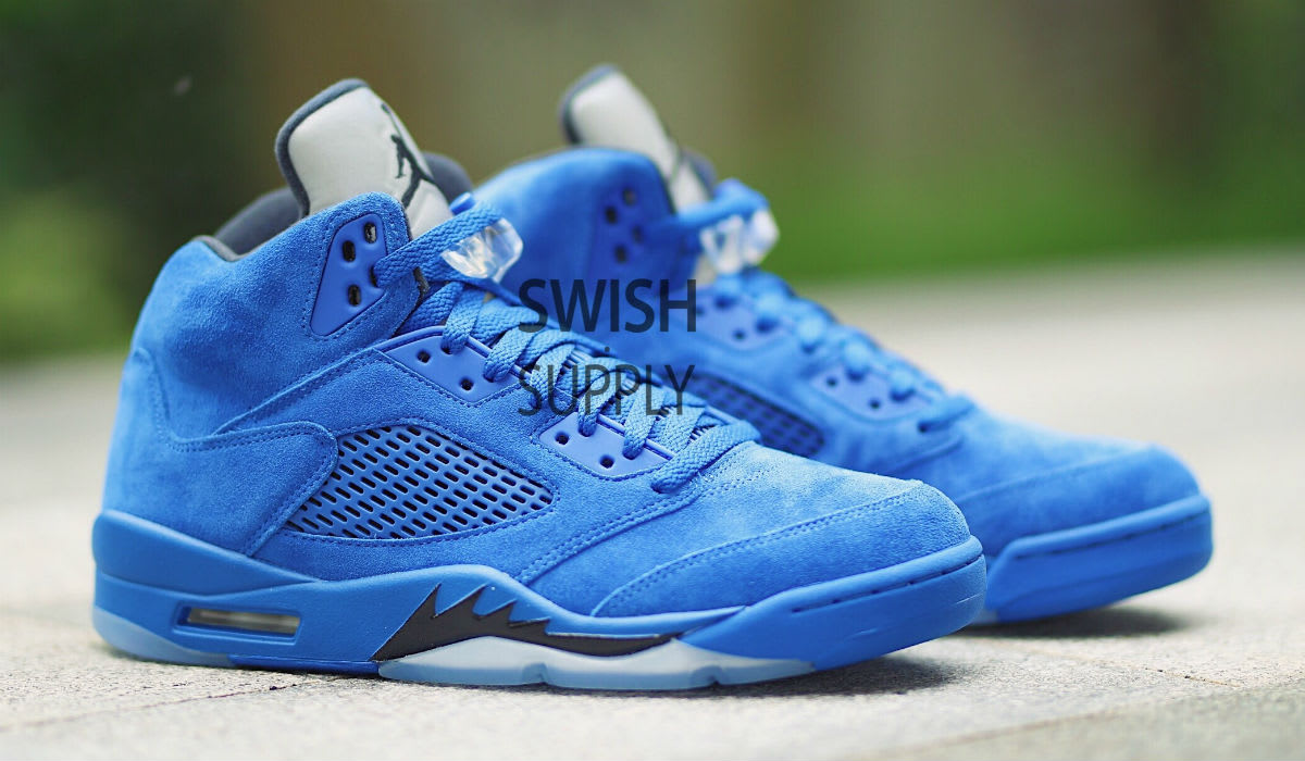 blue suede jordan 5s