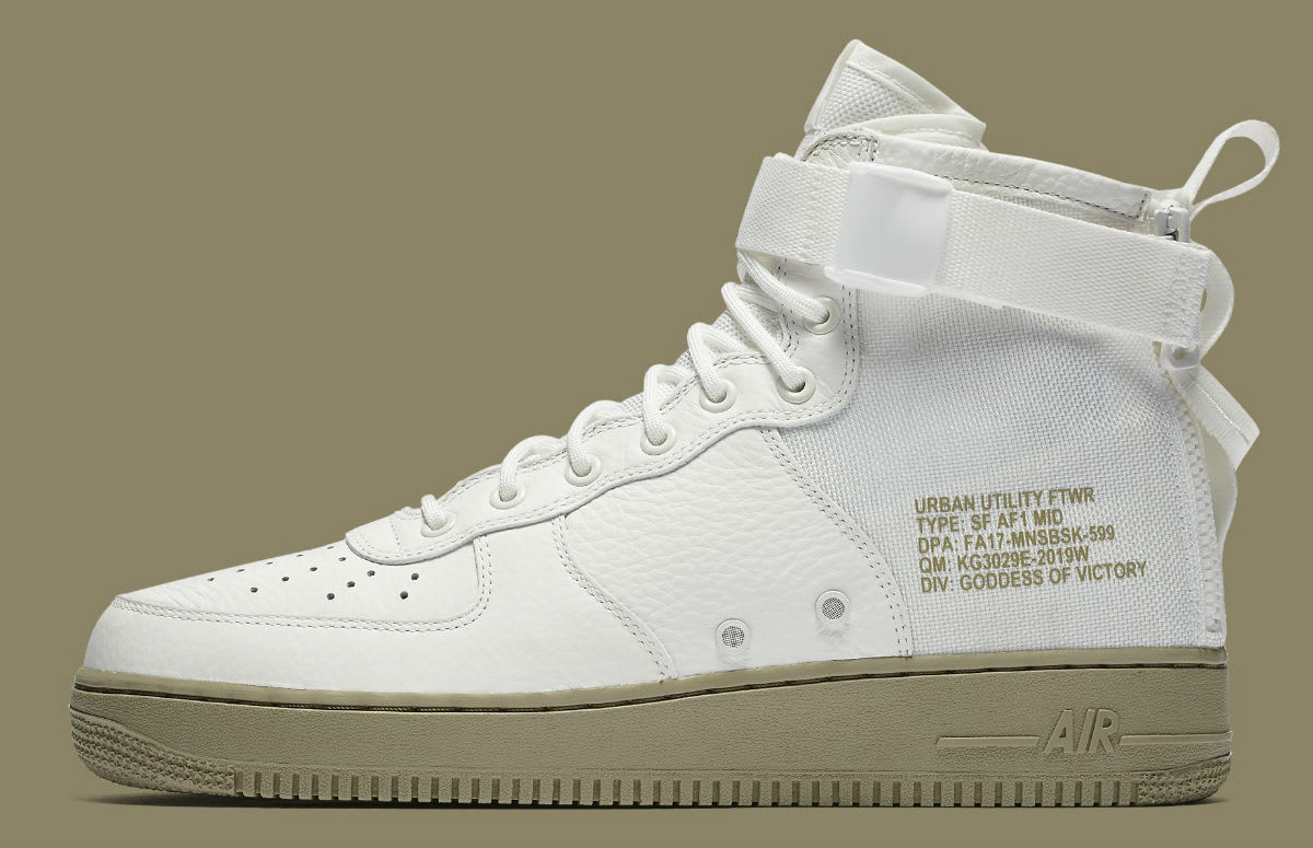 Nike SF Air Force 1 Mid Ivory Neutral Olive Release Date Profile 917753-101