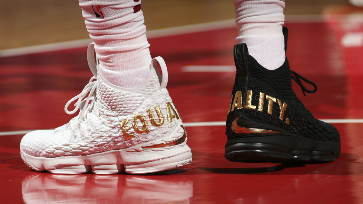 lebron 15 black and gold equality