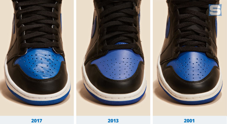 Royal Air Jordan 1 2001 vs. 2013 vs 