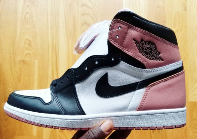 black white and pink jordan 1s