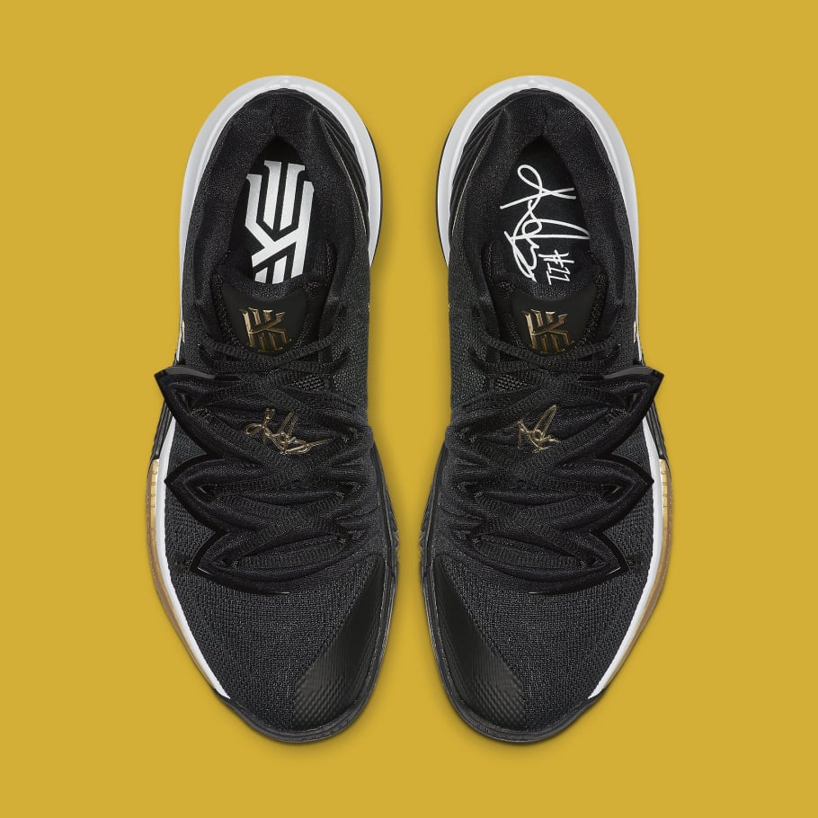 kyrie 5 shoes black and gold