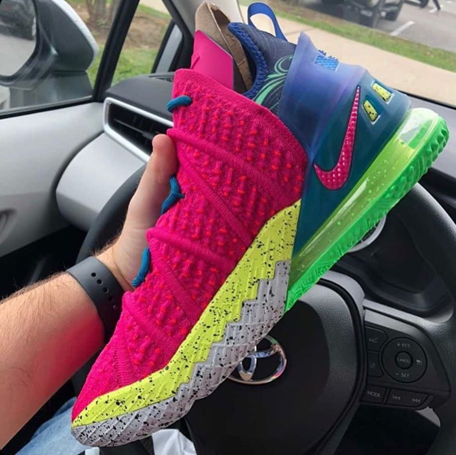 lebron 18 blue and pink