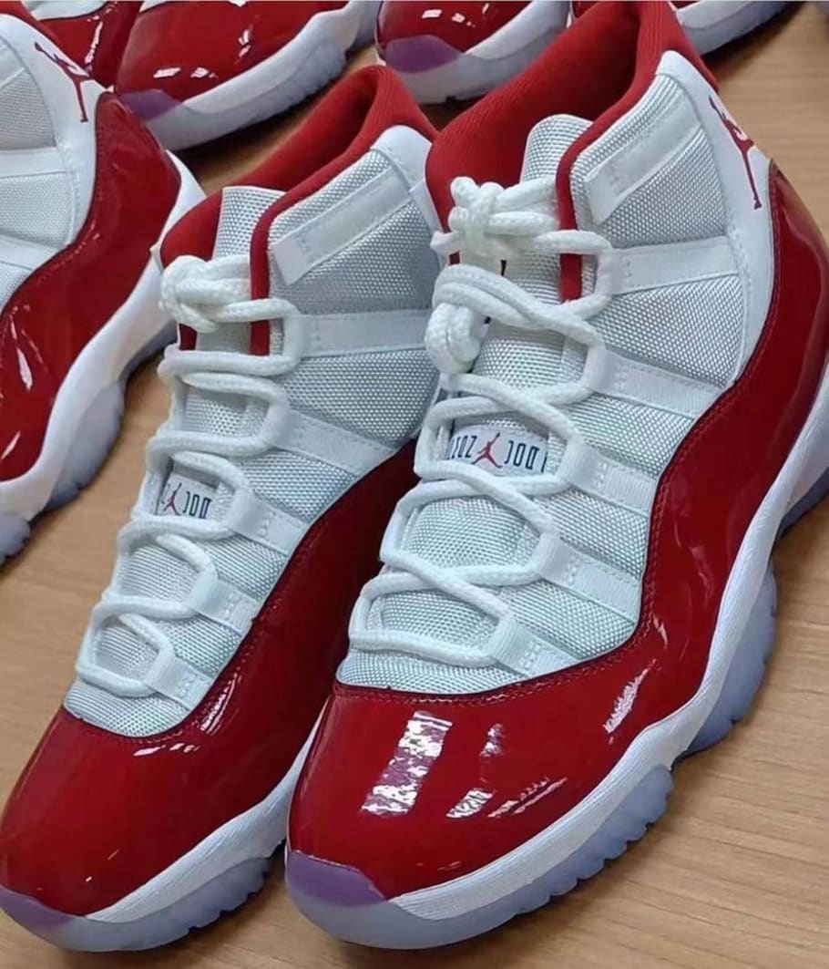 jordans with red and white