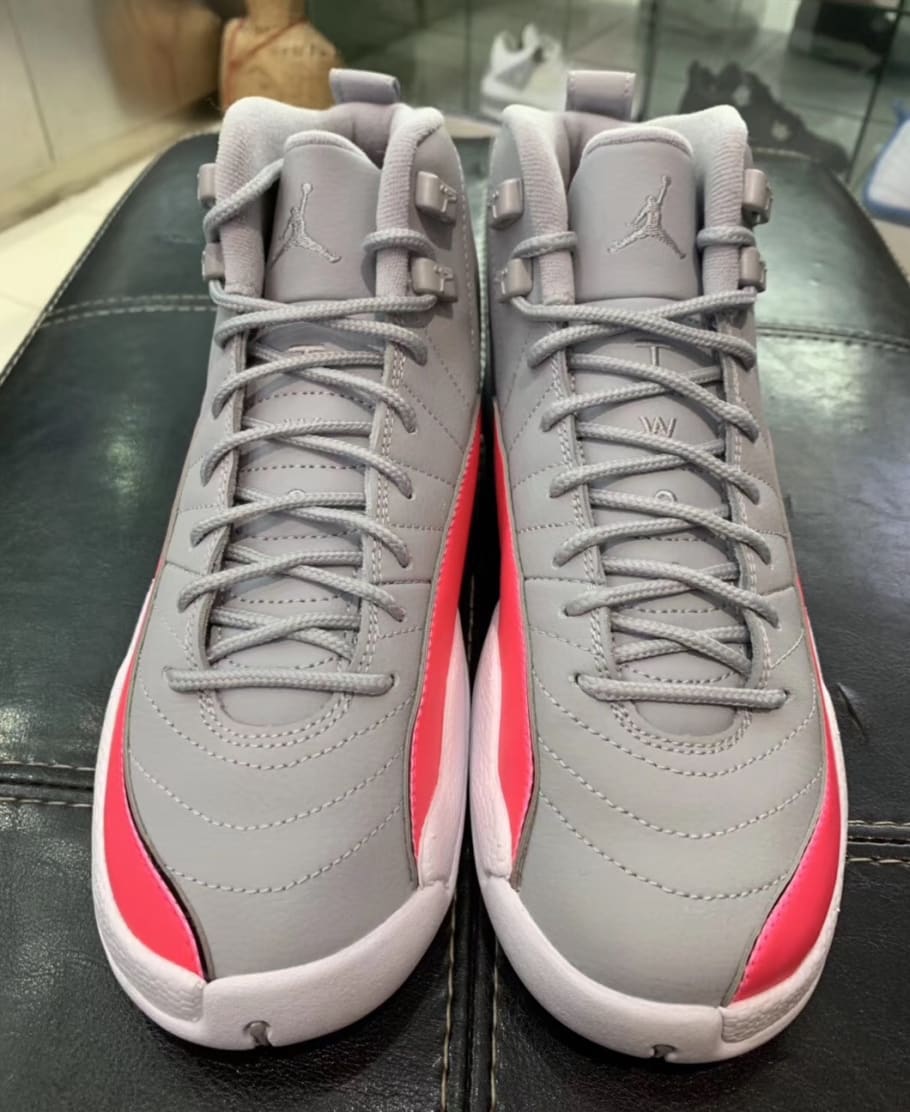 gray and pink jordan 12