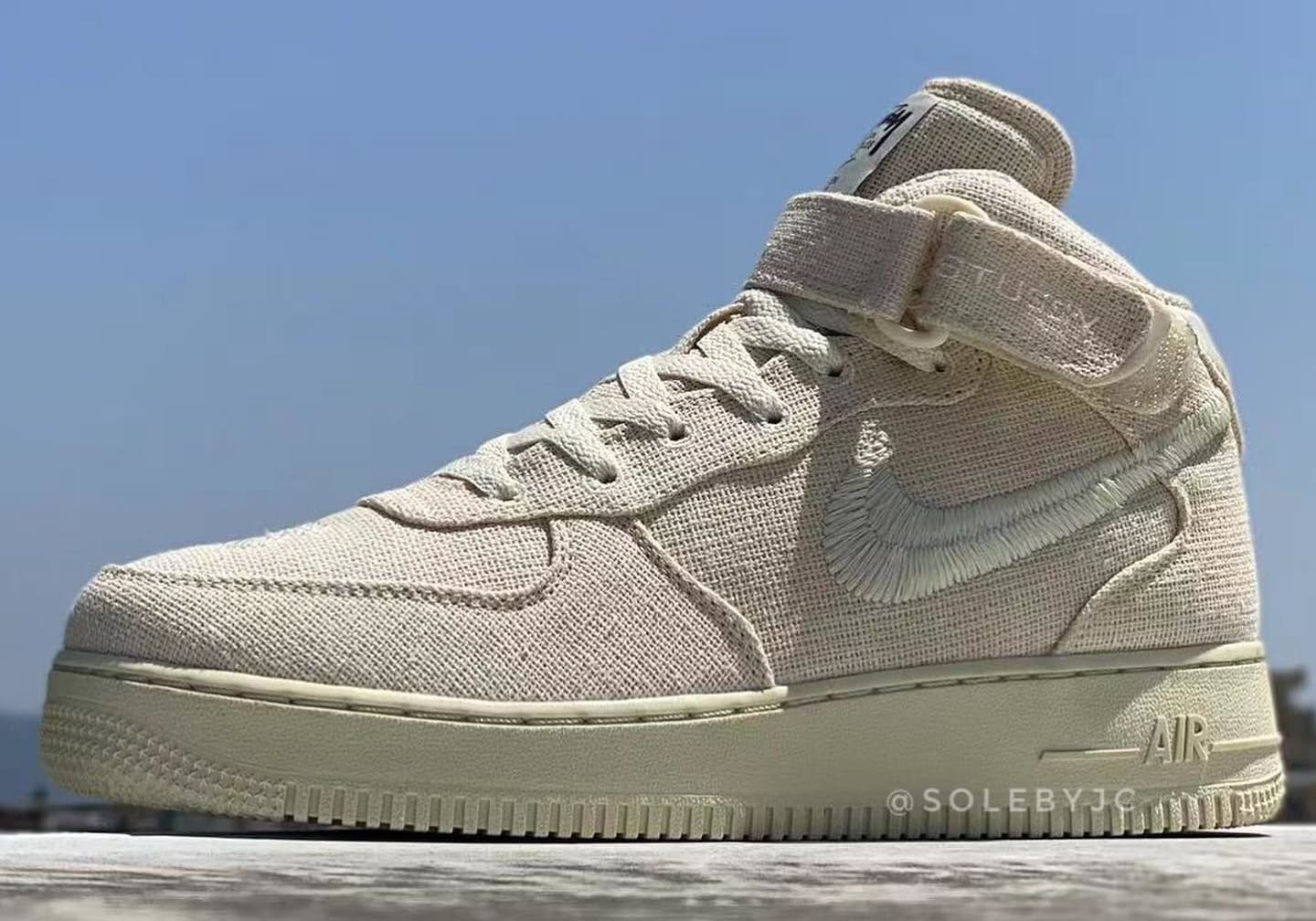 Stussy x Nike Air Force 1 Mid 'Fossil' Front