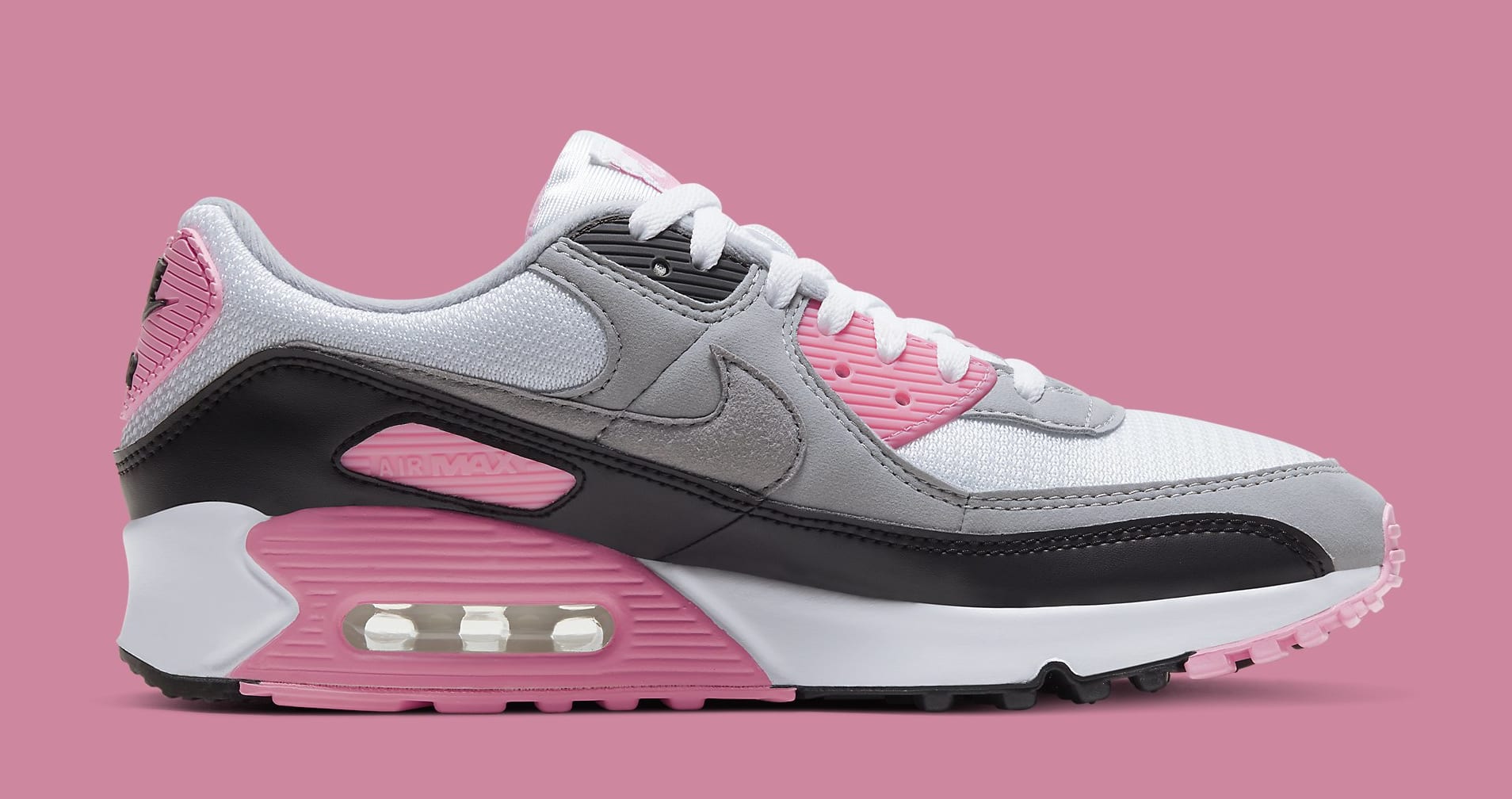 nike air max 90 grey and rose trainers