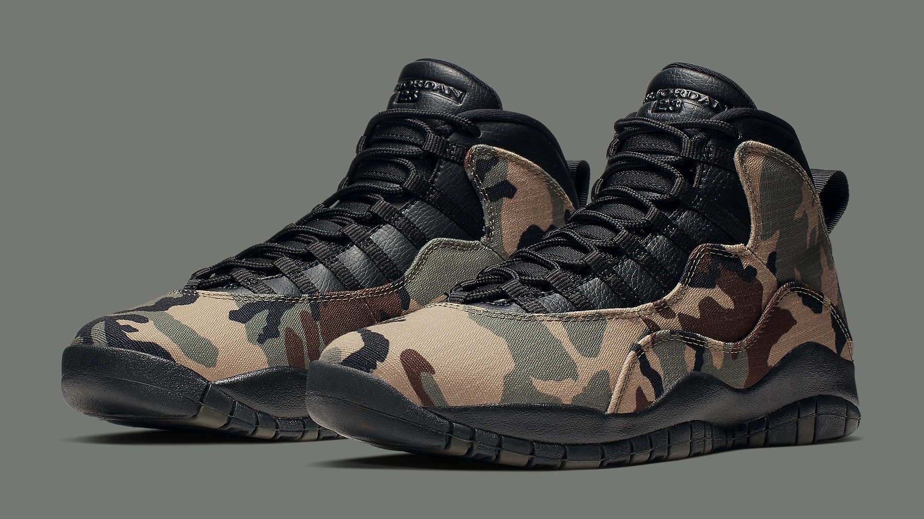 jordan 10 woodland camo on feet