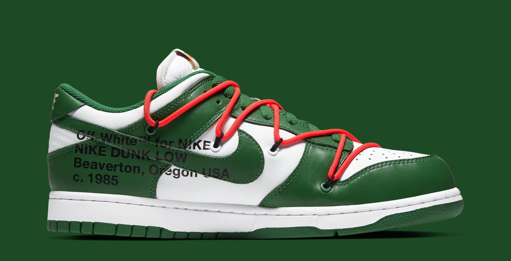 off white dunk low pine green release date