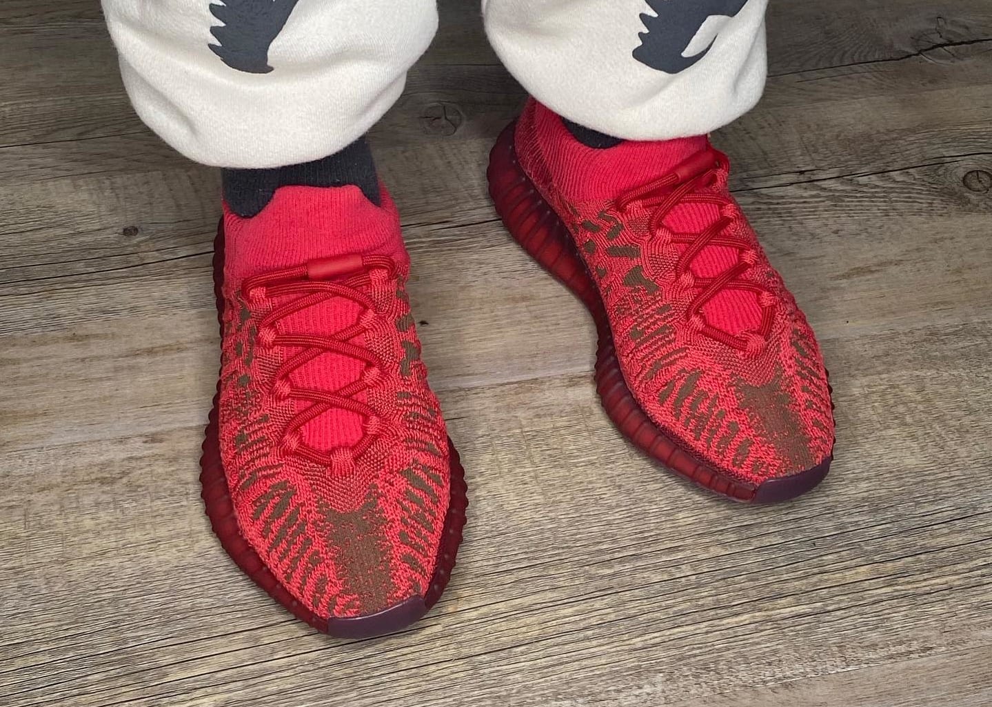 red yeezy trainers
