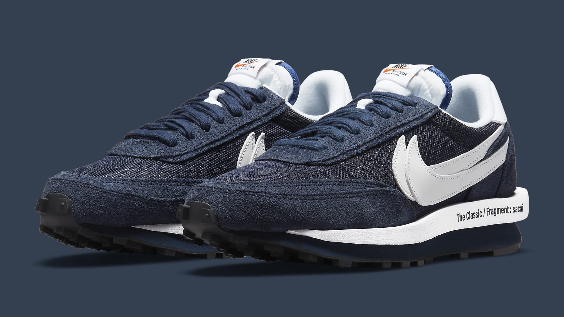 Fragment × sacai × NikeWaffle navy