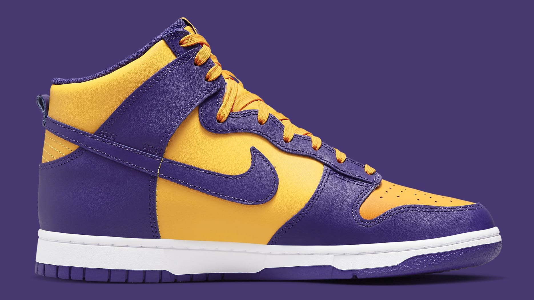 Nike Dunk High Lakers Release Date DD1399-500 Pair | Sole Collector