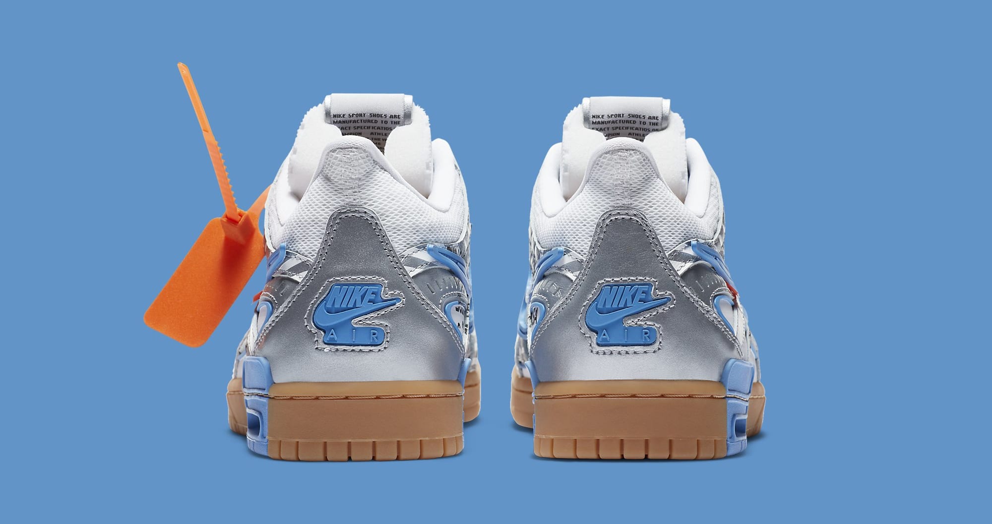 Off-White x Nike Air Rubber Dunk 'University Blue' CU6015-100 Heel