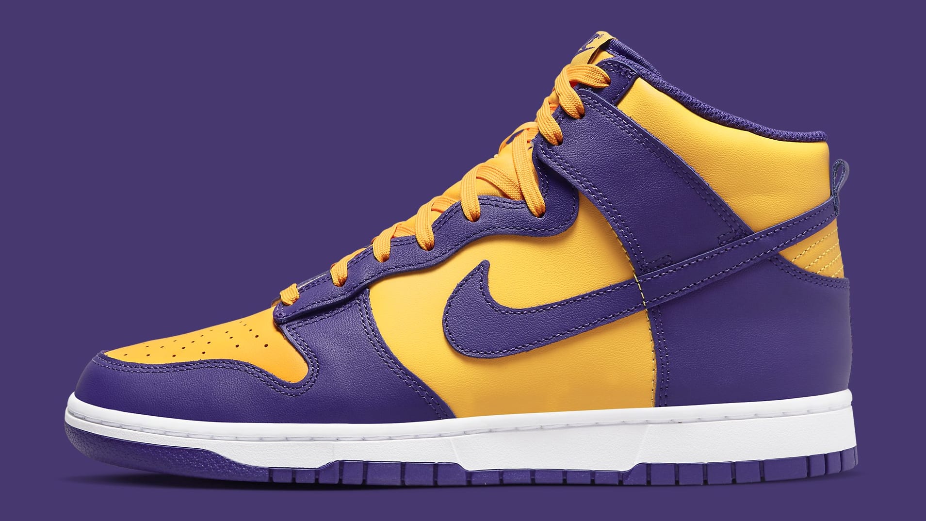 Nike Dunk High Lakers Release Date DD1399-500 Pair | Sole Collector