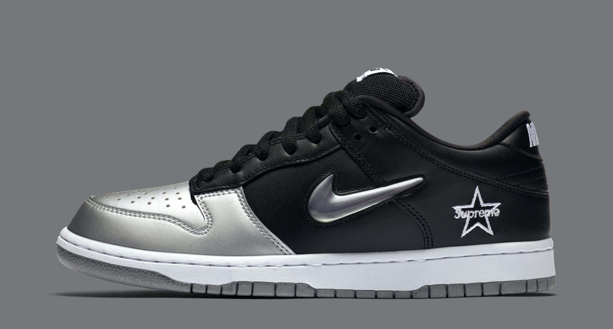 supreme x nike sb dunk low metallic silver