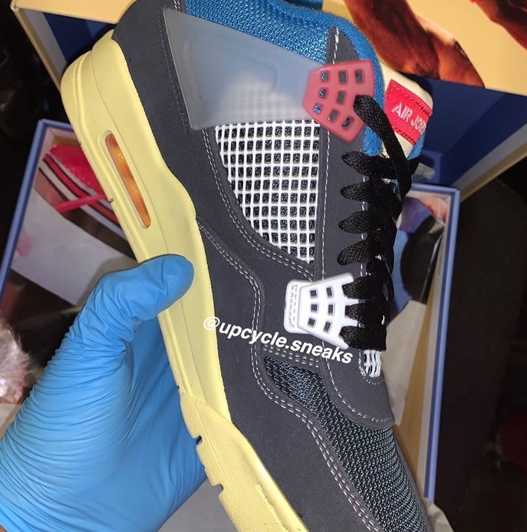 Union x Air Jordan 4 'Off Noir/Lt Fusion Red-Brigade Blue' DC9533-001 Medial