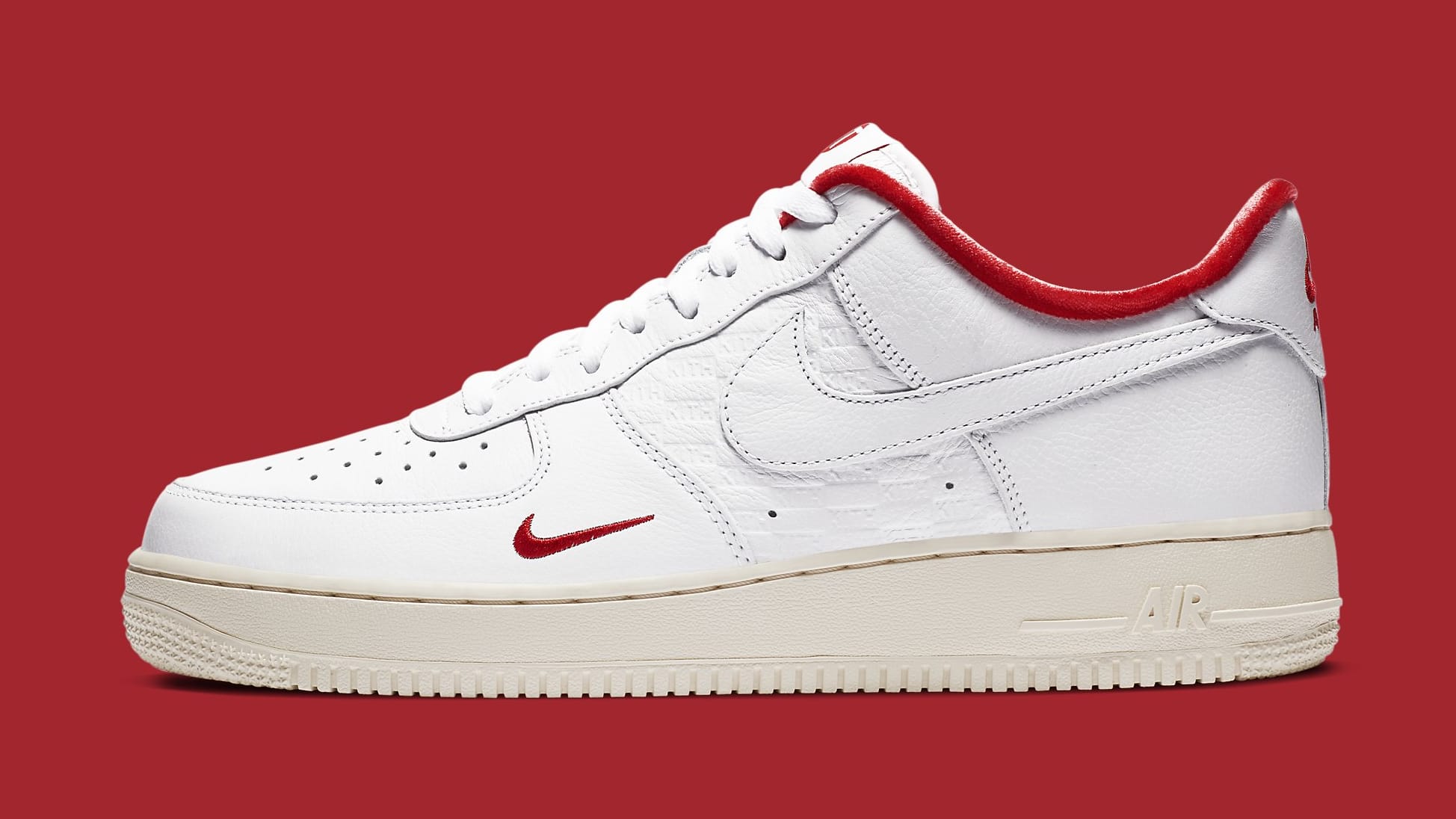 white nike air force 1 with red swoosh