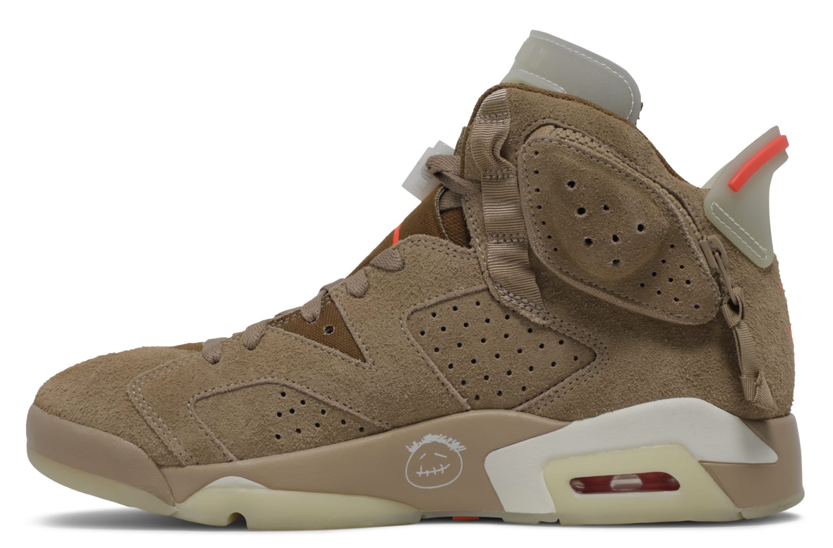 Travis Scott x Air Jordan 6 VI British Khaki Data de lançamento DH0690-200 Medial