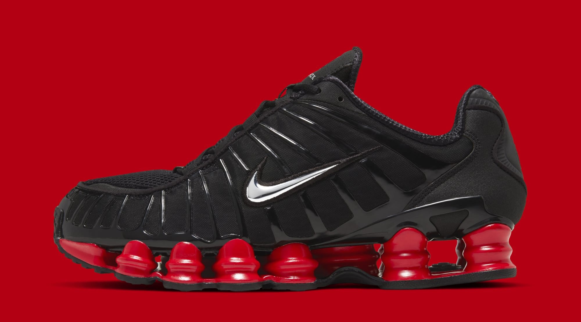 black and red nike shox