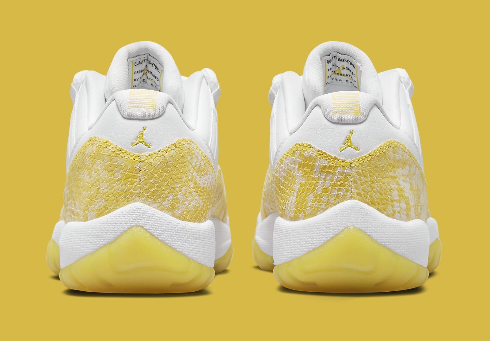 Air Jordan 11 Low Women's 'Yellow Snakeskin' AH7860 107 Heel