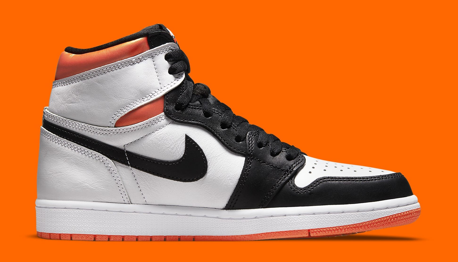 black white and orange jordan ones