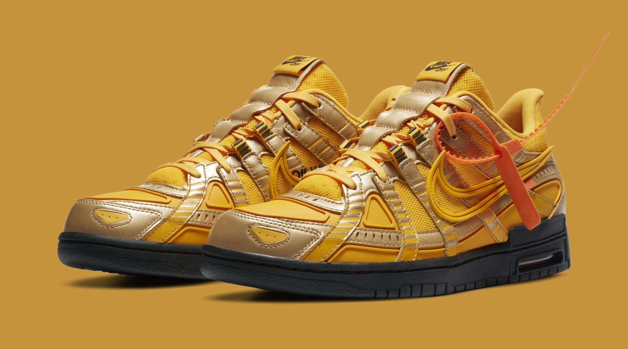 off white rubber dunk gold