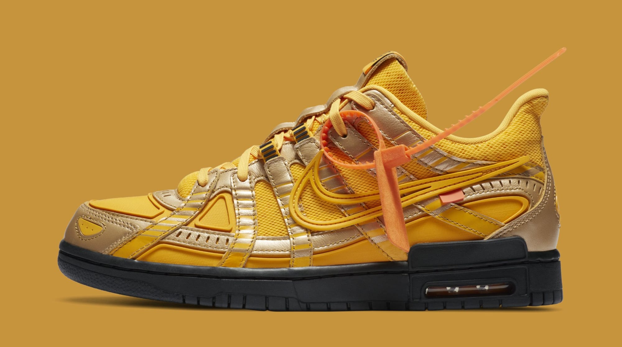 Off-White x Nike Air Rubber Dunk 'University Gold' CU6015-700 Lateral